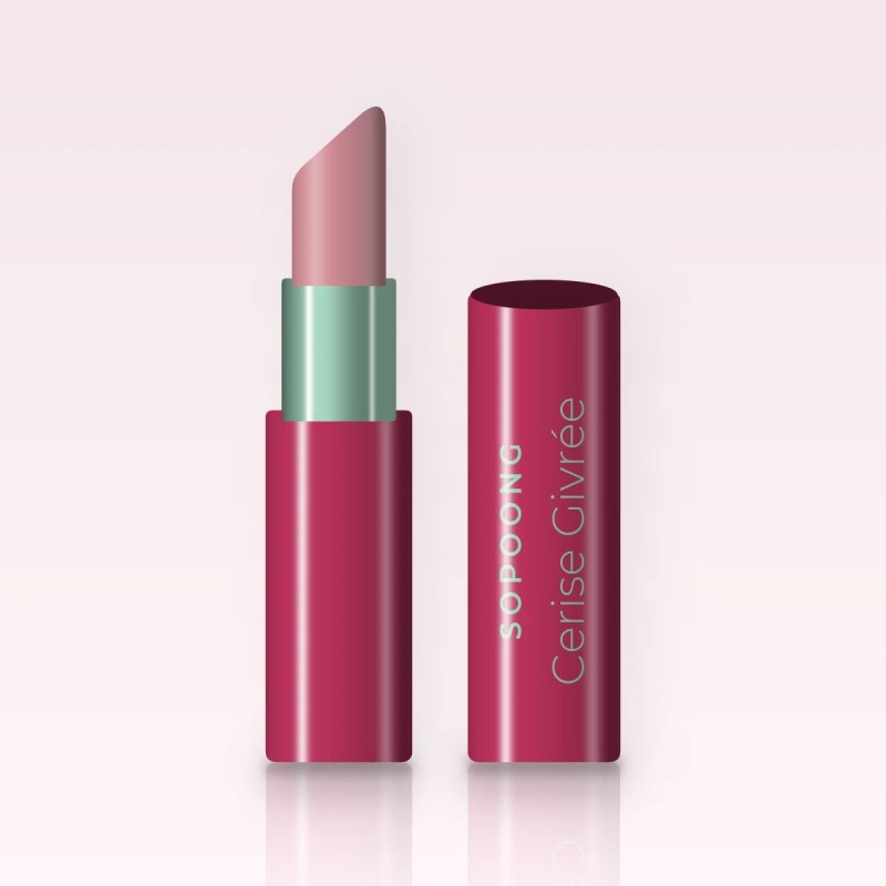 Rouge à lèvres soin Cerise Givrée – Sopoong, étui 3,5 g, teinte 04 Rose poudré