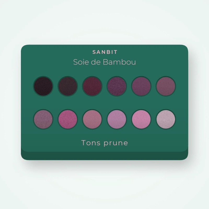 Palette yeux Soie de Bambou confort – Sanbit, 4 × 1,2 g, teinte Tons prune