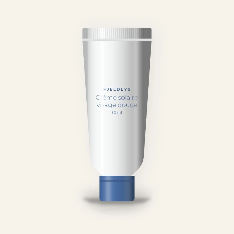 Crème solaire visage douce à l'extrait de réglisse SPF 50 – Fjeldlys, tube 50 ml
