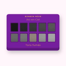 Palette yeux Arc-en-Ciel au kaolin – Bonbon Néon, 12 × 1 g, teinte Tons fumés