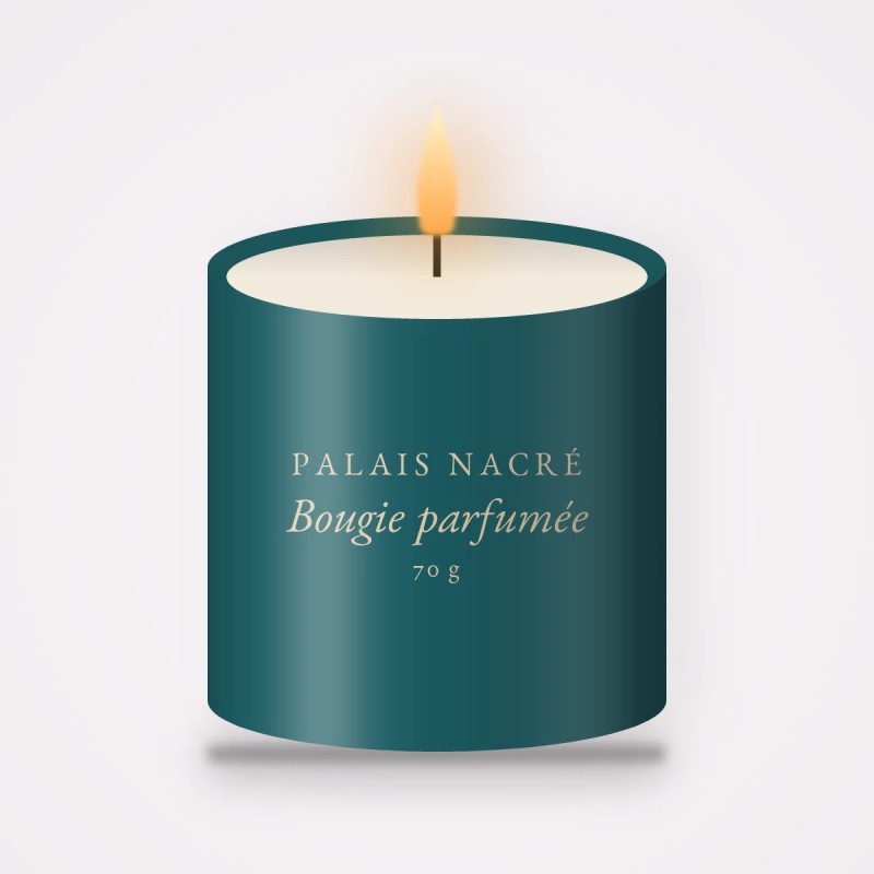 Bougie parfumée réconfortante à la menthe poivrée – Palais Nacré, pot en verre 70 g