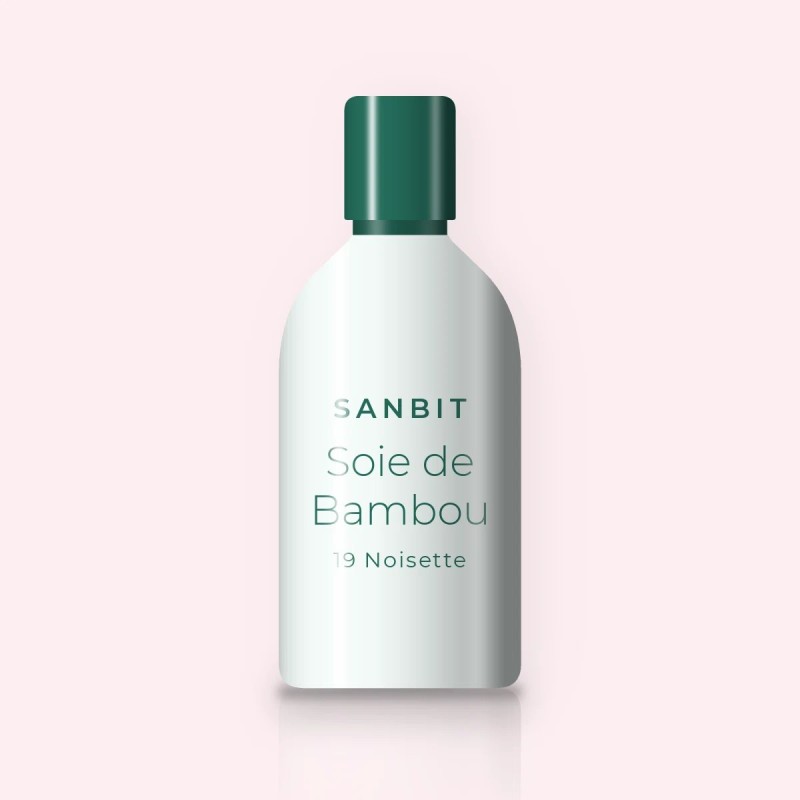 Fond de teint Soie de Bambou à l'acide hyaluronique – Sanbit, flacon 35 ml, teinte 19 Noisette
