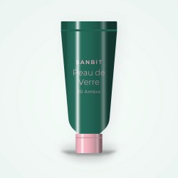Fond de teint Peau de Verre à l'extrait de riz – Sanbit, tube 30 ml, teinte 20 Ambre
