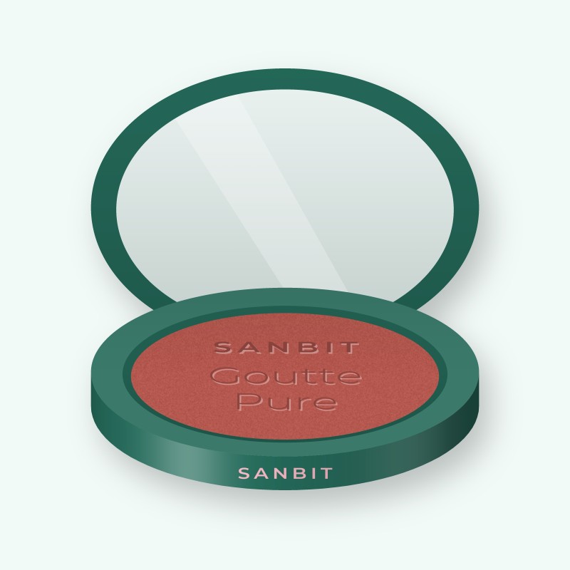 Blush Goutte Pure joues et paupières – Sanbit, boîtier 4 g, teinte 14 Rose brique