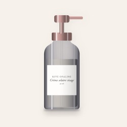 Crème solaire visage réconfortante à l'extrait de réglisse SPF 30 – Rive Opaline, flacon-pompe 40 ml