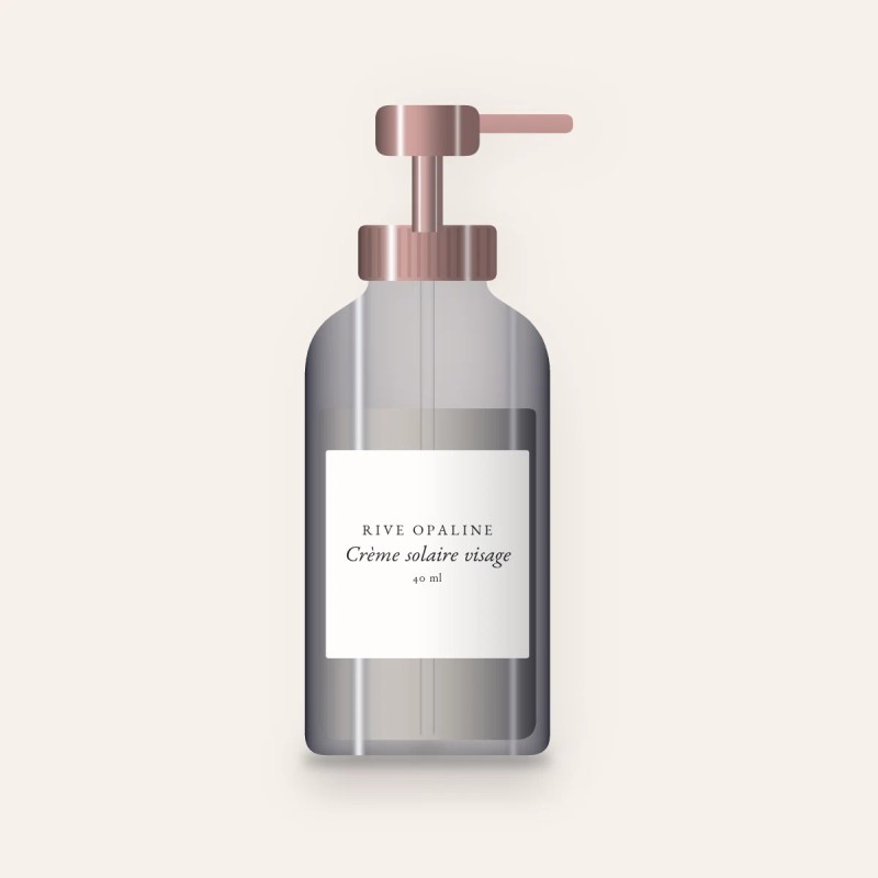 Crème solaire visage réconfortante à l'extrait de réglisse SPF 30 – Rive Opaline, flacon-pompe 40 ml