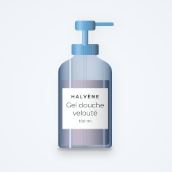 Gel douche velouté à l'huile de rose musquée – Halvène, flacon-pompe 100 ml