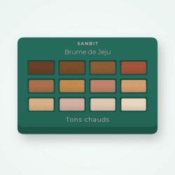 Palette yeux Brume de Jeju à la fleur de cerisier – Sanbit, 12 × 1 g, teinte Tons chauds