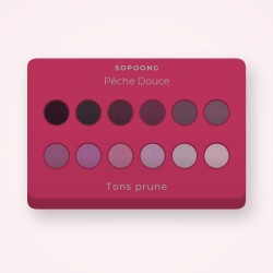 Palette yeux Pêche Douce intense – Sopoong, 9 × 1 g, teinte Tons prune
