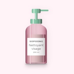 Nettoyant visage peaux sensibles à l'extrait de concombre – Sopoong, flacon-pompe 200 ml