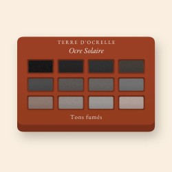 Palette yeux Ocre Solaire à l'huile d'argan – Terre d'Ocrelle, 12 × 1 g, teinte Tons fumés