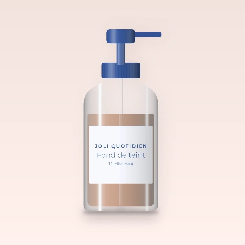 Fond de teint couvrance légère à l'aloe vera – Joli Quotidien, flacon-pompe 35 ml, teinte 14 Miel rosé