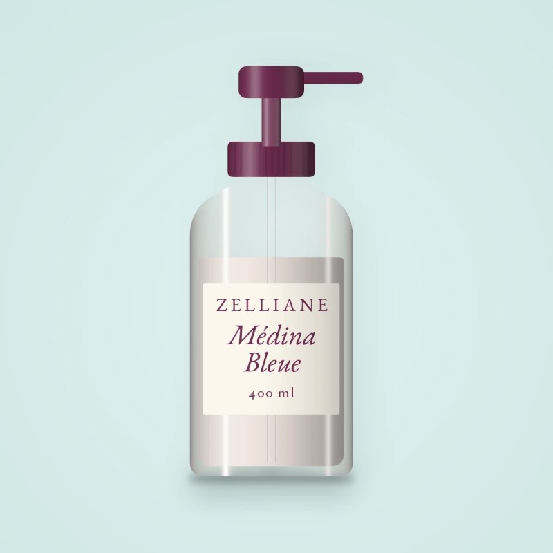 Nettoyant visage fraîcheur Médina Bleue – Zelliane, flacon-pompe 400 ml