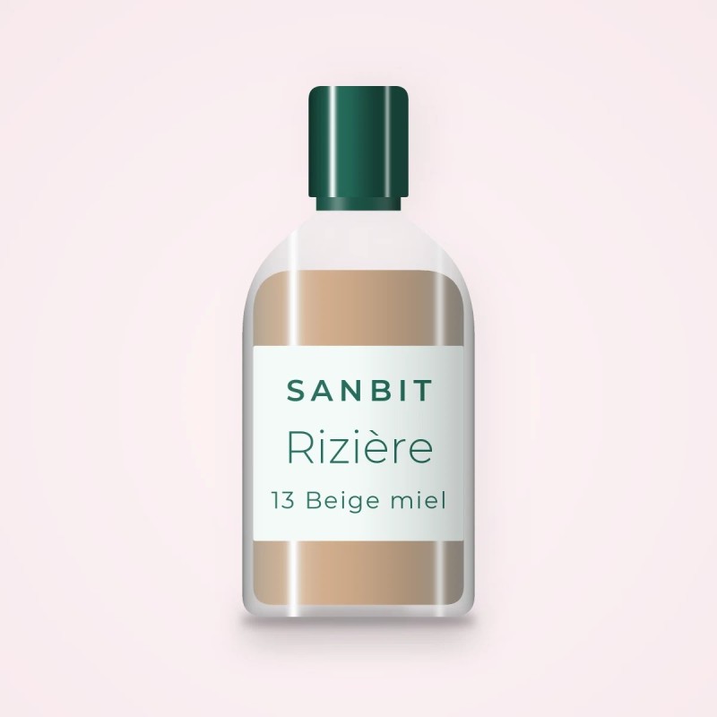 Fond de teint Rizière hydratant – Sanbit, flacon 35 ml, teinte 13 Beige miel