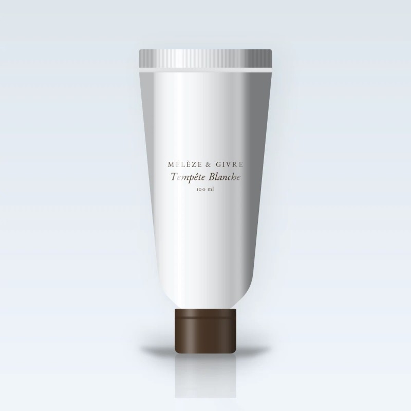 Crème mains et pieds Tempête Blanche sensorielle – Mélèze & Givre, tube 100 ml