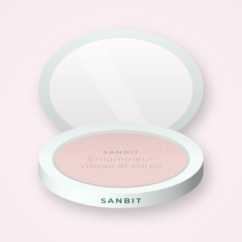 Enlumineur visage et corps à l'orchidée – Sanbit, boîtier 7 g, teinte Nacre rosée